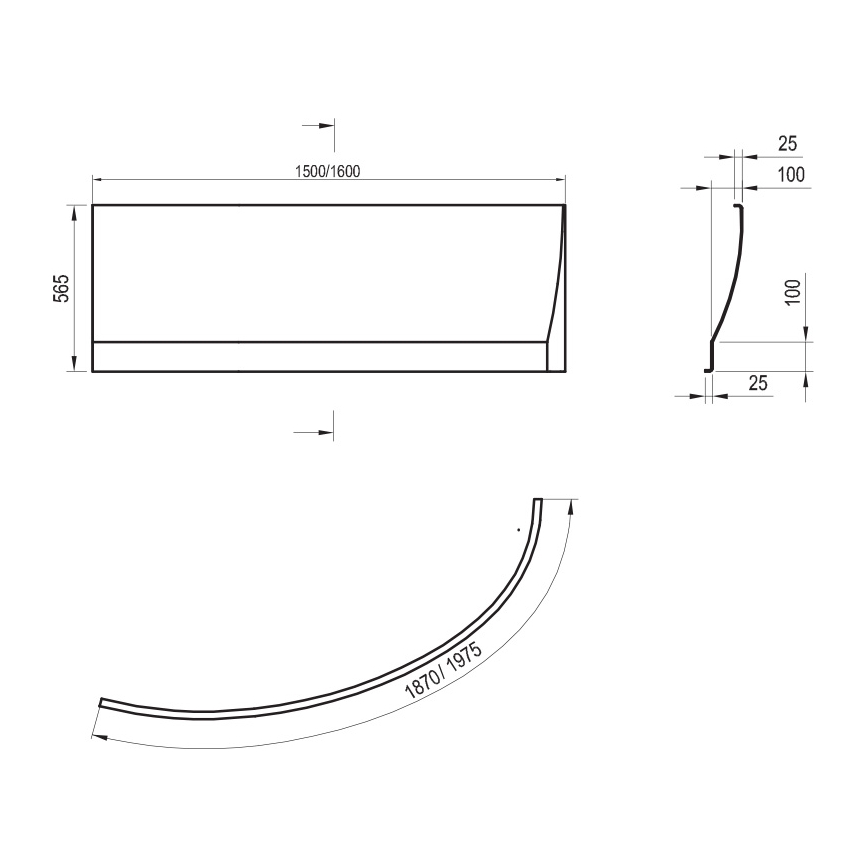 Ravak CZQ1000A00 - Panel k vaně AVOCADO 160 cm akrylát/bílá