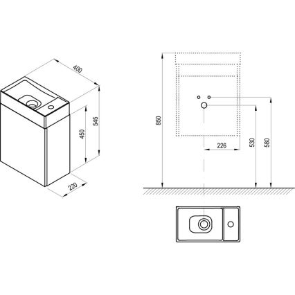 Ravak X000001386 - Koupelnová skříňka pod umyvadlo VEDA 54,5x40 cm bílá