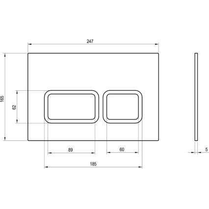 Ravak X01739 - Splachovací tlačítko TWIN 24,7x16,5 cm bílá