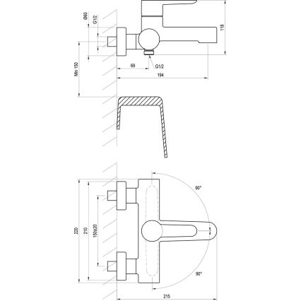 Ravak X070115 - Vanová baterie PURI lesklý chrom