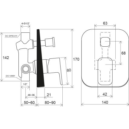Ravak X070134 - Sprchová baterie pro podomítkovou instalaci FREE lesklý chrom
