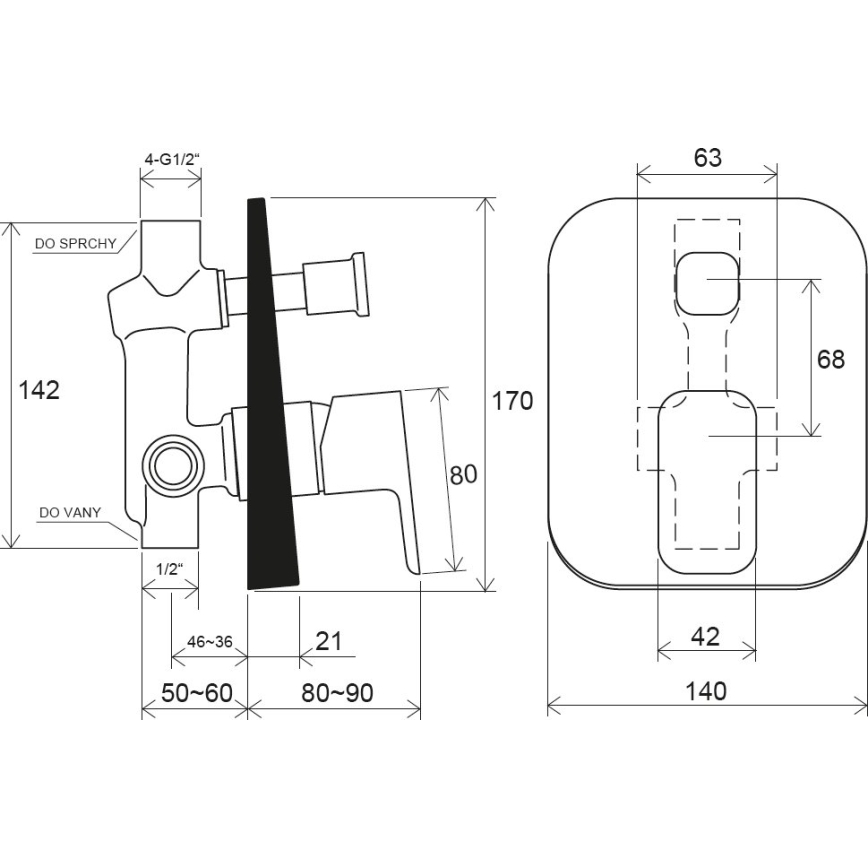 Ravak X070134 - Sprchová baterie pro podomítkovou instalaci FREE lesklý chrom