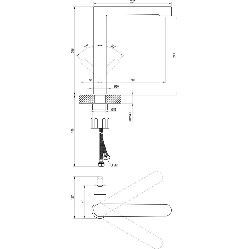 Ravak X070143 - Umyvadlová baterie PURI 26,9 cm lesklý chrom