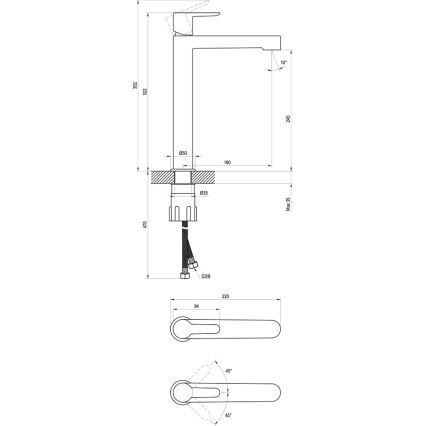 Ravak X070182 - Umyvadlová baterie PURI 32,2 cm černá