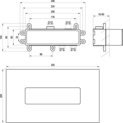 Ravak X070233 - Základní těleso pro podomítkové baterie R-BOX 10,4x24,6 cm