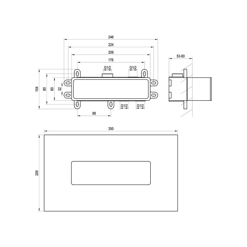 Ravak X070233 - Základní těleso pro podomítkové baterie R-BOX 10,4x24,6 cm