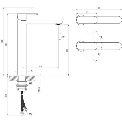 Ravak X070447 - Umyvadlová baterie CHROME 30,3 cm lesklý chrom