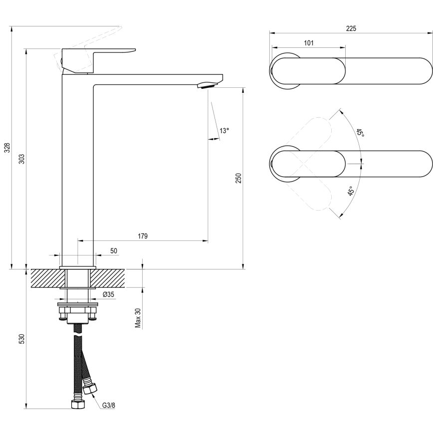 Ravak X070447 - Umyvadlová baterie CHROME 30,3 cm lesklý chrom