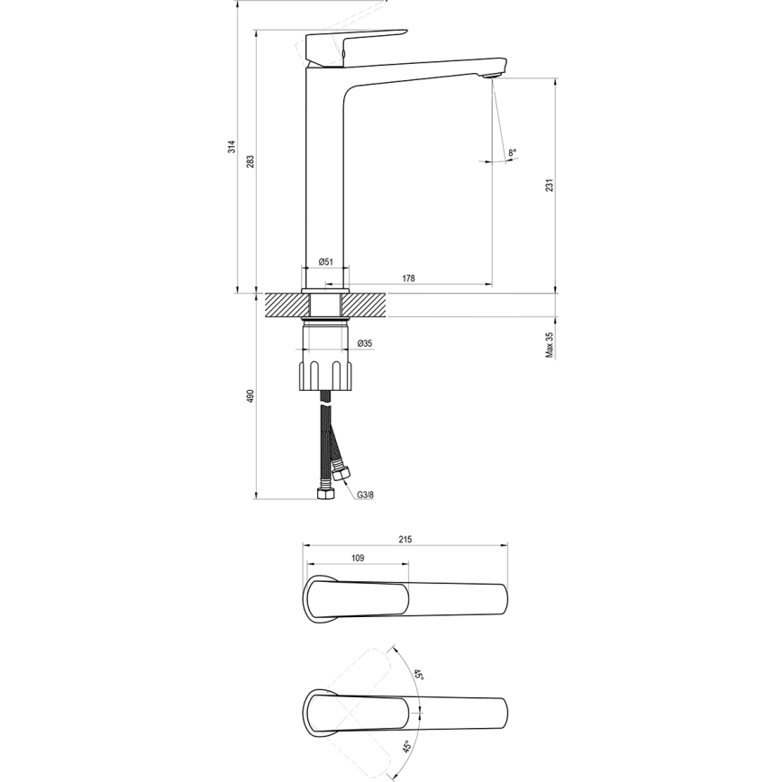 Ravak X070478 - Umyvadlová baterie LIFE 28 cm černá