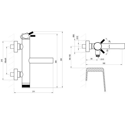 Ravak X070646 - Vanová baterie NOX kartáčovaná nerez