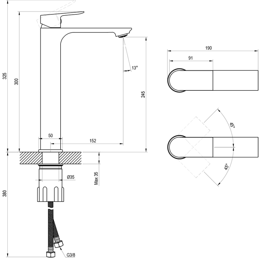 Ravak X070653 - Umyvadlová baterie PLAN 30 cm kartáčovaný grafit