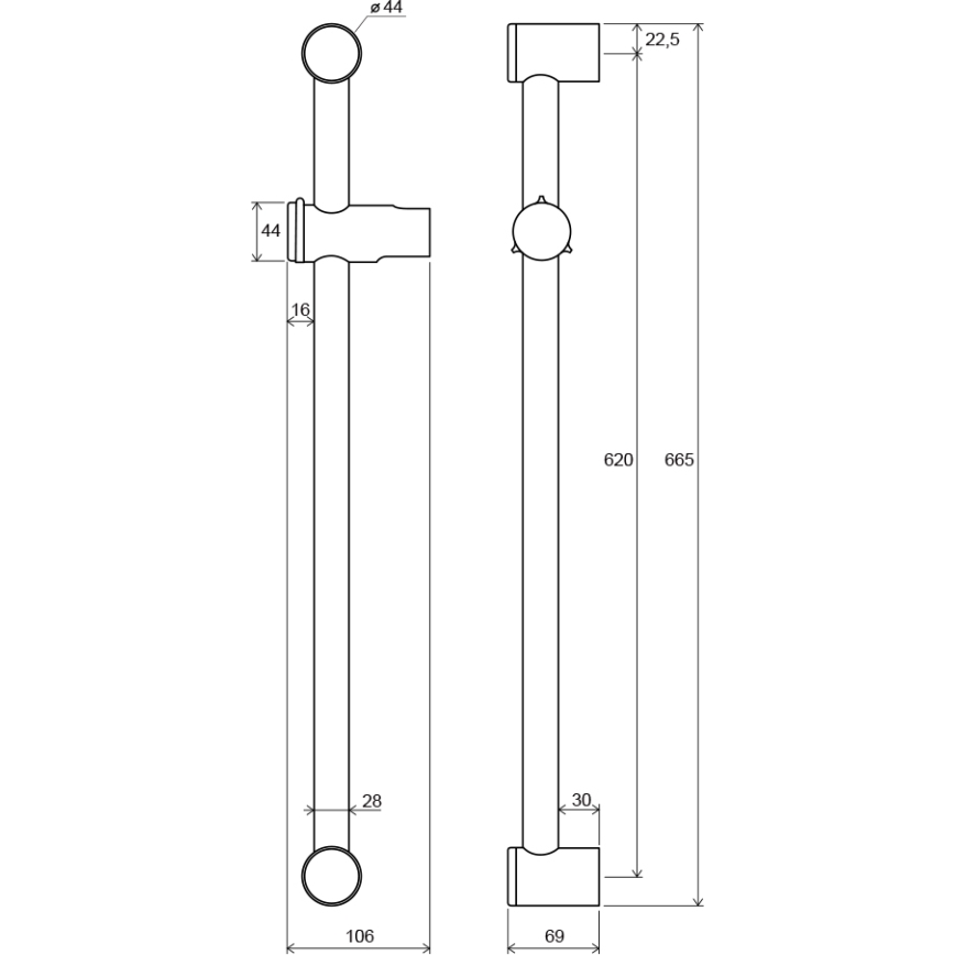 Ravak X07P012 - Sprchová tyč 66,5 cm lesklý chrom