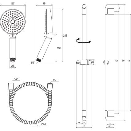 Ravak X07P177 - Sprchová sada lesklý chrom