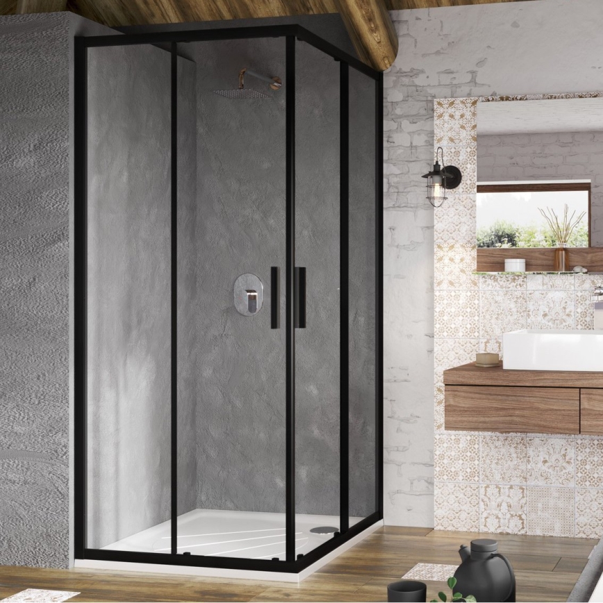 Ravak X1LM70300Z1 - Sprchový kout čtyřdílný rohový BLIX SLIM 90x90 cm černá