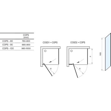 Ravak X9VVA0300Z1 - Pevná sprchová stěna COOL 100x195 cm černá