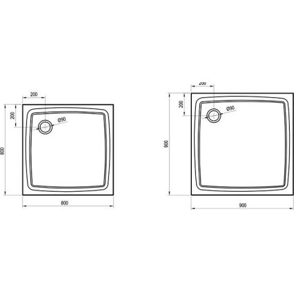 Ravak XA034411010 - Sprchová vanička čtvercová PERSEUS 80x80 cm bílá