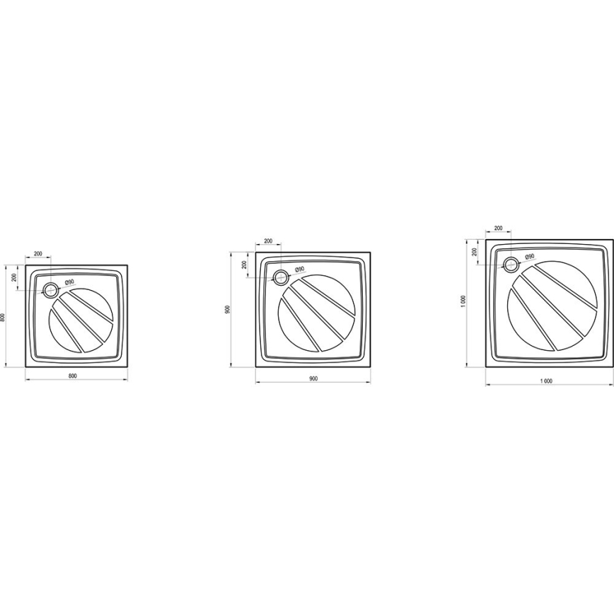 Ravak XA037701010 - Sprchová vanička čtvercová PERSEUS 90x90 cm bílá