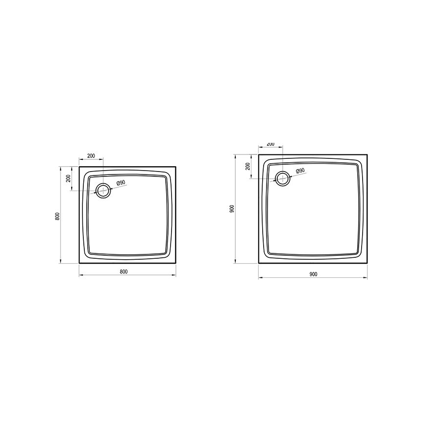 Ravak XA037711010 - Sprchová vanička čtvercová PERSEUS 90x90 cm bílá