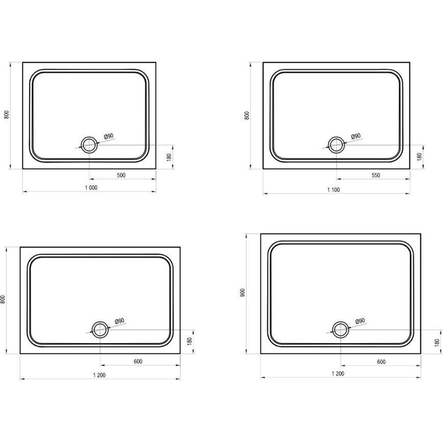 Ravak XA04A701010 - Sprchová vanička obdélníková GIGANT 100x90 cm bílá
