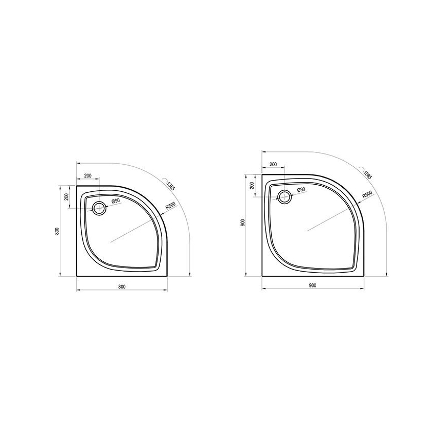 Ravak XA237711010 - Sprchová vanička čtvrtkruhová ELIPSO 90x90 cm bílá
