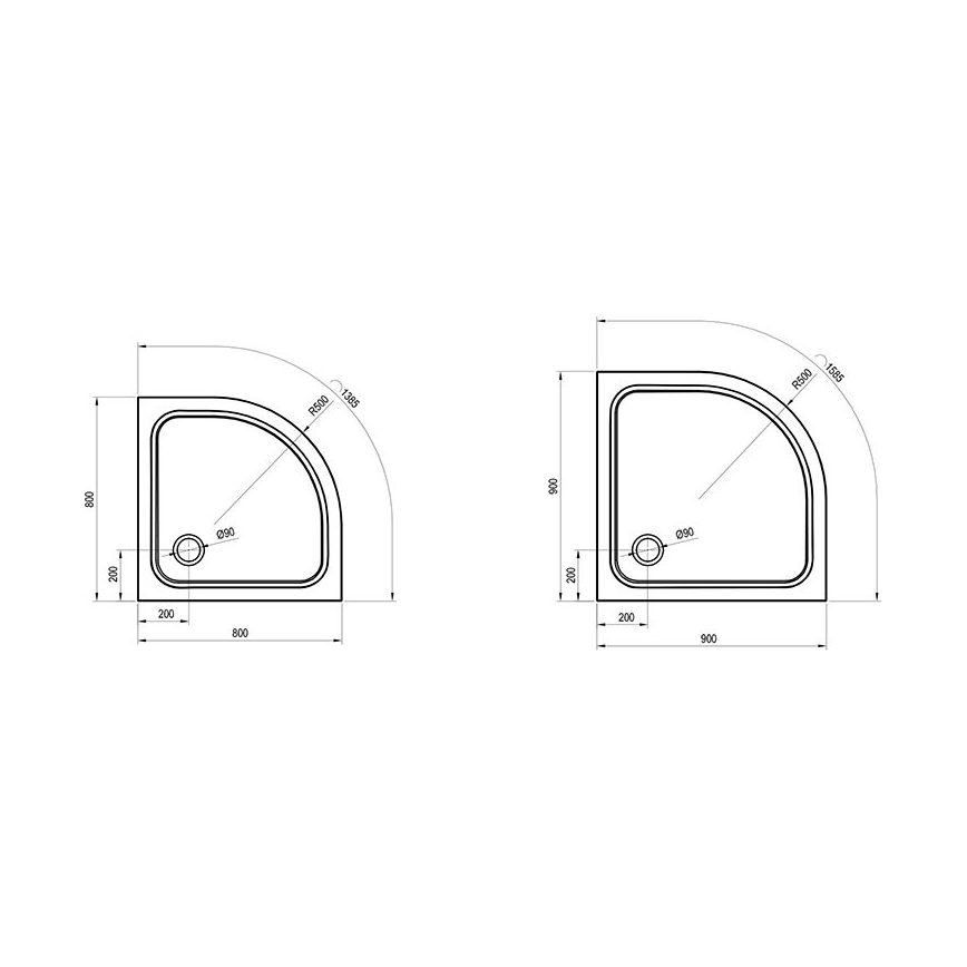 Ravak XA247701010 - Sprchová vanička čtvrtkruhová ELIPSO 90x90 cm bílá