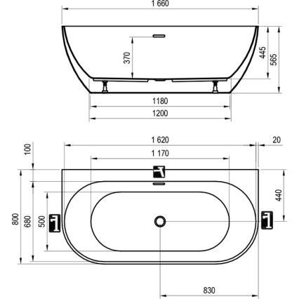 Ravak XC00100024 - Vana FREEDOM 166x80 cm akrylát/lesklá bílá