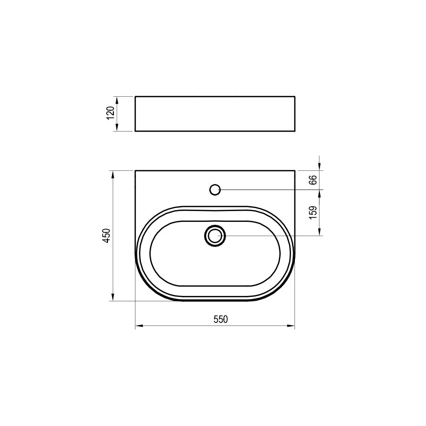 Ravak XJX01155004 - Umyvadlo na desku CERAMIC SLIM 55x45 cm keramika/bílá