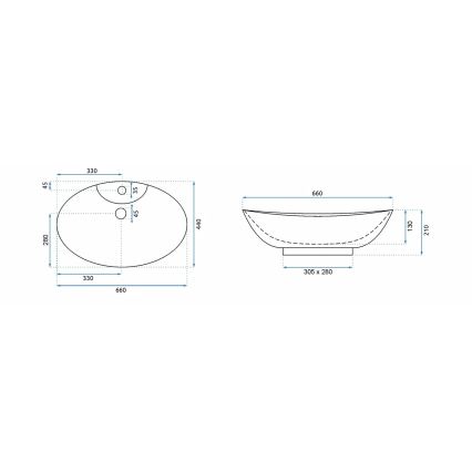 REA-00692 - Umyvadlo na desku ROSA 44x66 cm keramika/lesklá bílá