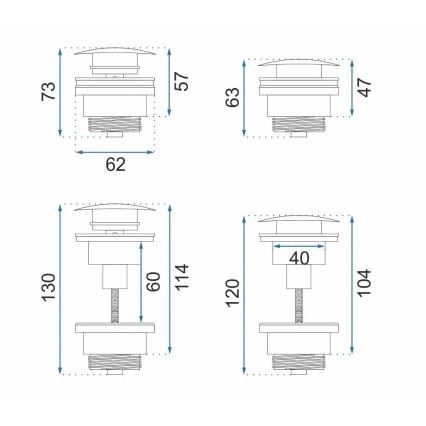 REA-A8110 - Umyvadlová výpusť CLICK-CLACK pr. 6,4 cm zlatá
