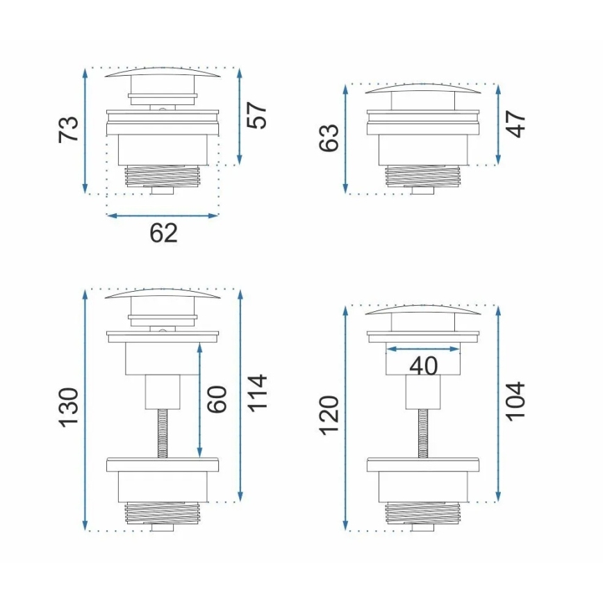 REA-A8110 - Umyvadlová výpusť CLICK-CLACK pr. 6,4 cm zlatá