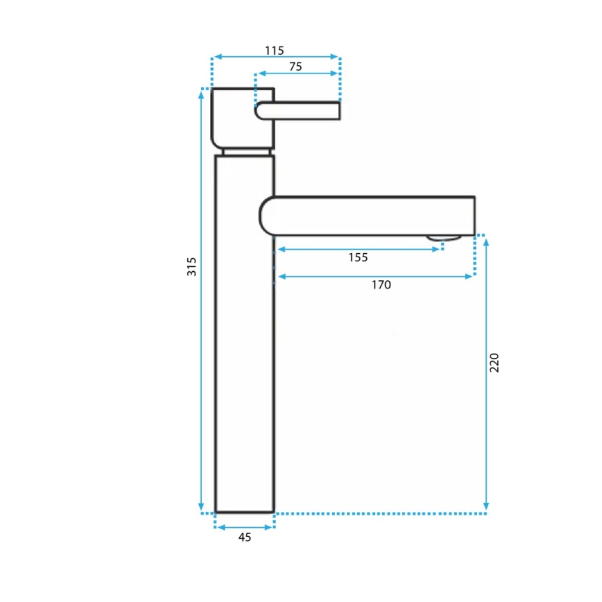 REA-B0229 - Umyvadlová baterie TESS 31,5 cm černá
