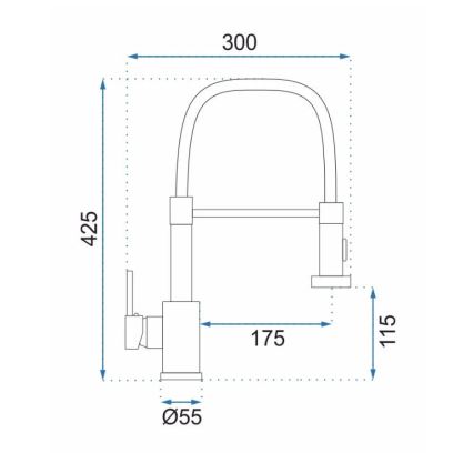 REA-B0417 - Dřezová baterie s vytahovací sprškou COLIN 42,5 cm nikl