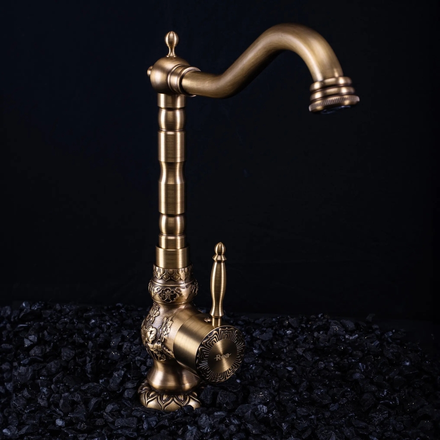 REA-B2500 - Umyvadlová baterie VENICE RETRO 32 cm broušená zlatá