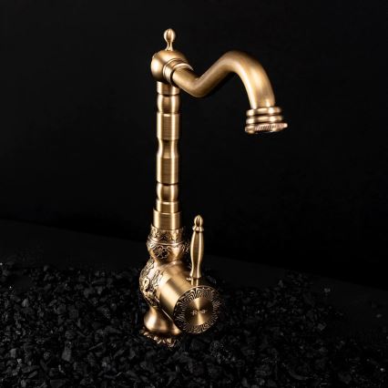 REA-B2500 - Umyvadlová baterie VENICE RETRO 32 cm broušená zlatá