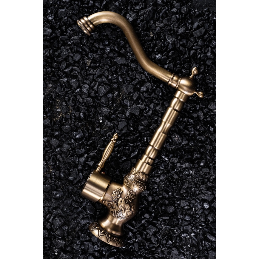 REA-B2500 - Umyvadlová baterie VENICE RETRO 32 cm broušená zlatá