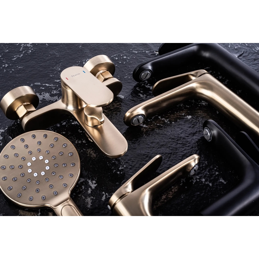 REA-B4895 - Umyvadlová baterie MARCO 27,5 cm broušená zlatá