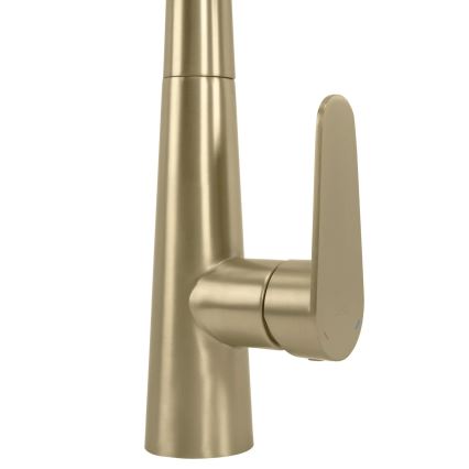 REA-B5312 - Dřezová baterie s vytahovací sprškou ROSS 43 cm broušená zlatá