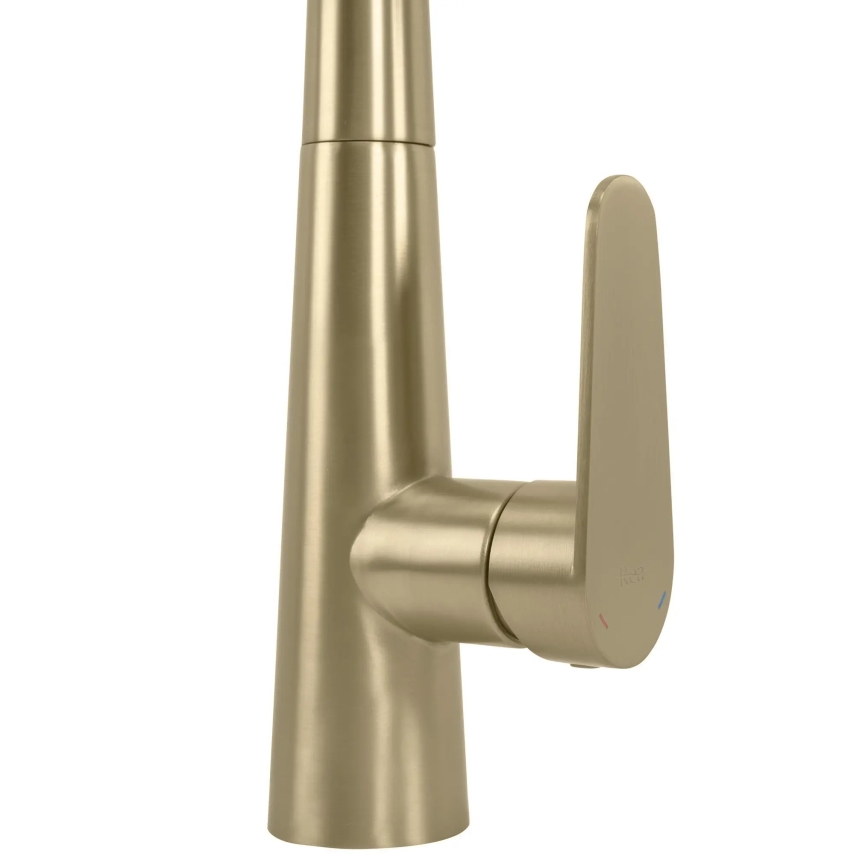 REA-B5312 - Dřezová baterie s vytahovací sprškou ROSS 43 cm broušená zlatá