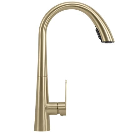 REA-B5312 - Dřezová baterie s vytahovací sprškou ROSS 43 cm broušená zlatá
