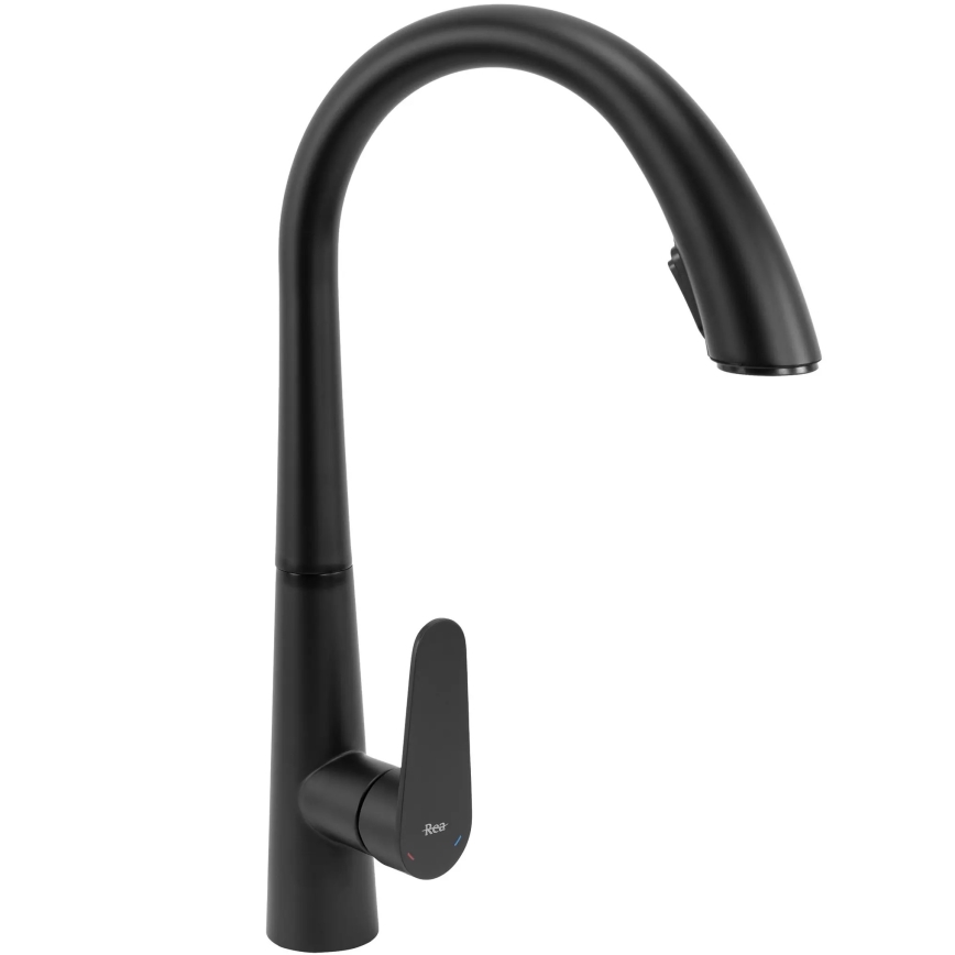 REA-B5313 - Dřezová baterie s vytahovací sprškou ROSS 43 cm černá