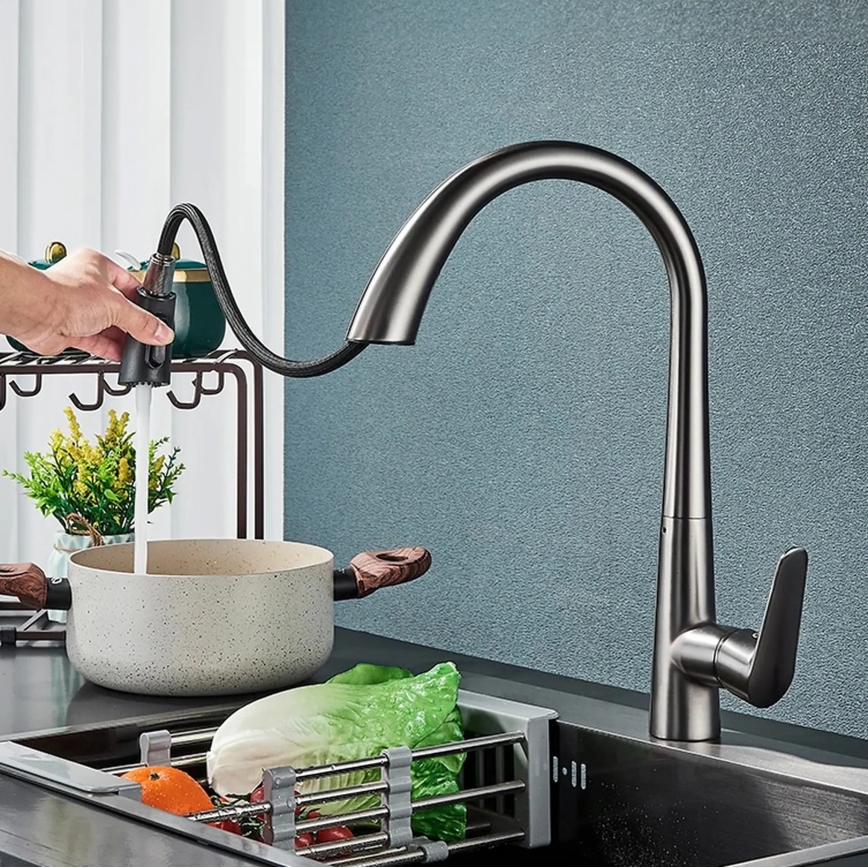 REA-B5314 - Dřezová baterie s vytahovací sprškou ROSS 43 cm nikl