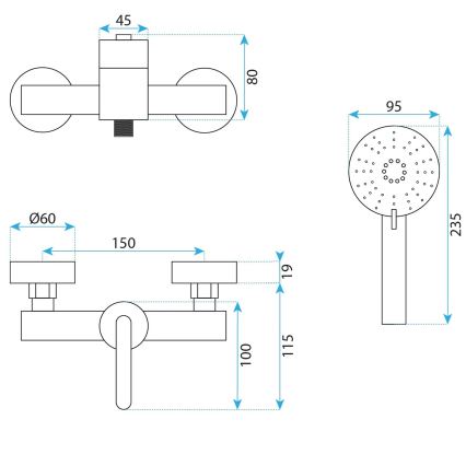 REA-B5502 - Sprchová sada s baterií ONTARIO nikl