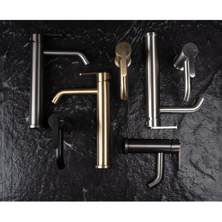 REA-B5505 - Umyvadlová baterie ONTARIO 17,5 cm broušená zlatá