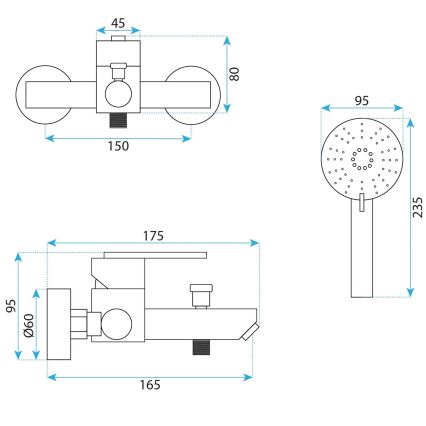 REA-B5514 - Vanová sada ONTARIO broušená ocel