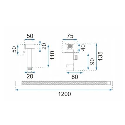 REA-B6311 - Bidetová baterie se sprškou pro podomítkovou instalaci LUNGO broušená zlatá