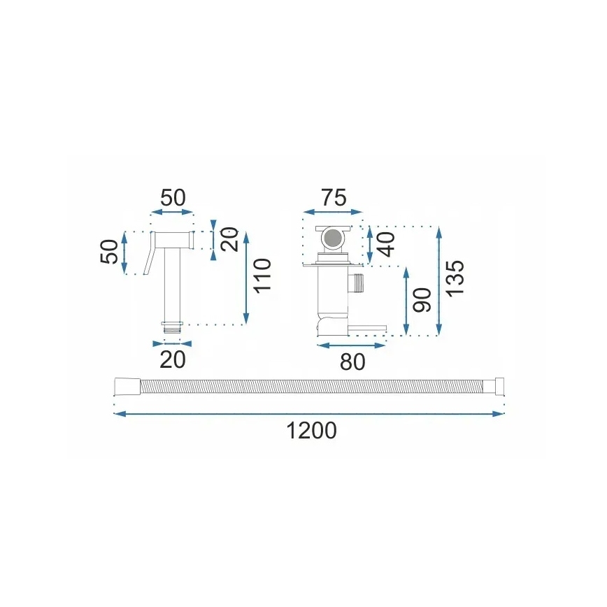 REA-B6311 - Bidetová baterie se sprškou pro podomítkovou instalaci LUNGO broušená zlatá