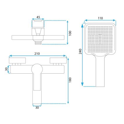 REA-B6414 - Vanová sada s baterií ARGUS broušená zlatá