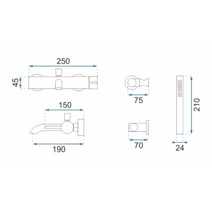 REA-B6641 - Vanová sada LUNGO lesklý chrom