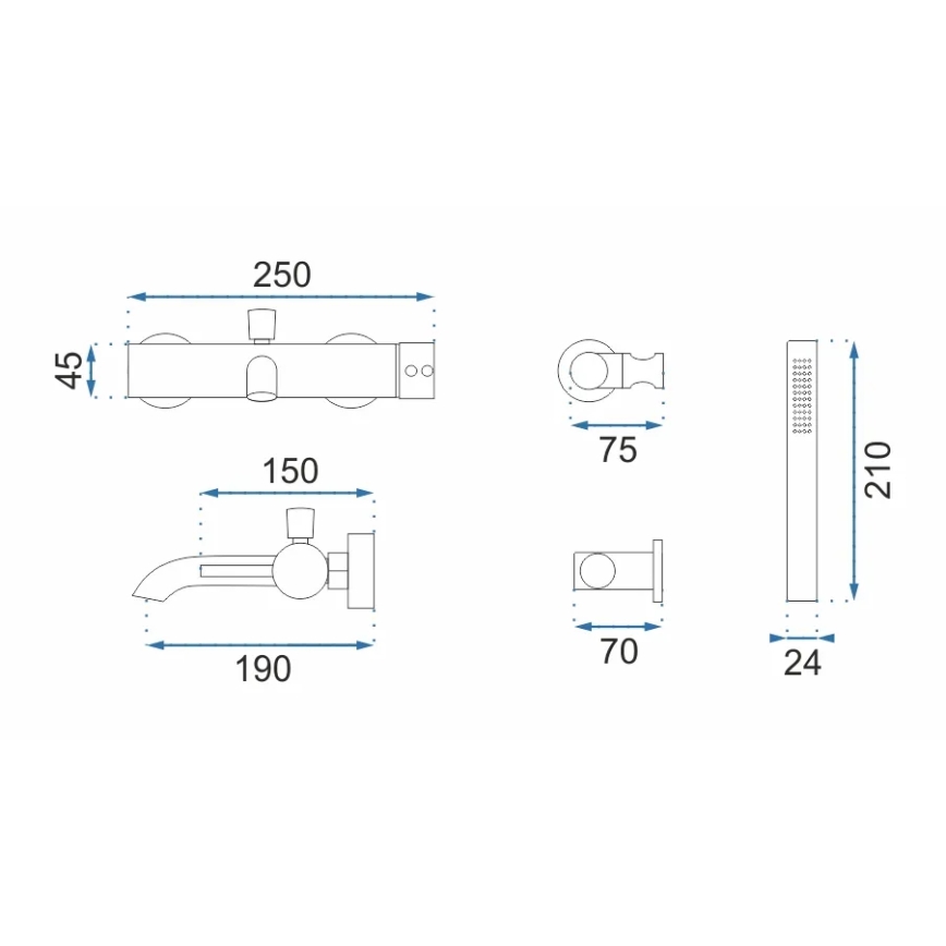 REA-B6641 - Vanová sada LUNGO lesklý chrom