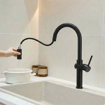 REA-B7200 - Dřezová baterie s vytahovací sprškou FRESH 45 cm černá
